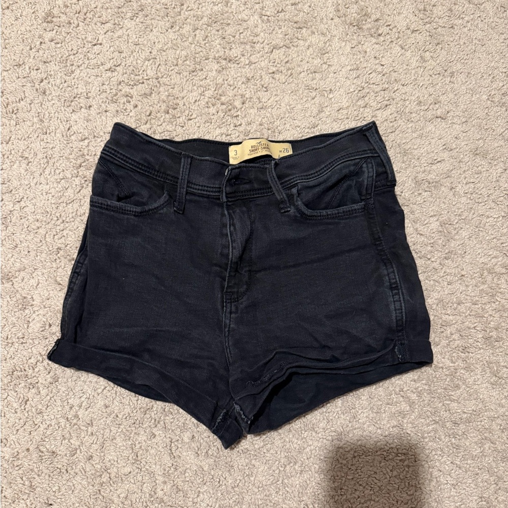 Hollister Black High-Rise Denim Shorts
